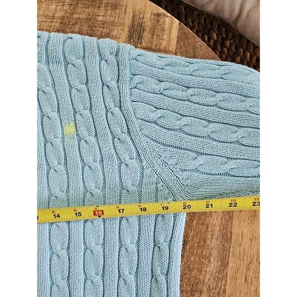 Lilly Pulitzer Cableknit Sweater Women's Size M Aqua Preppy - Picture 5 of 12